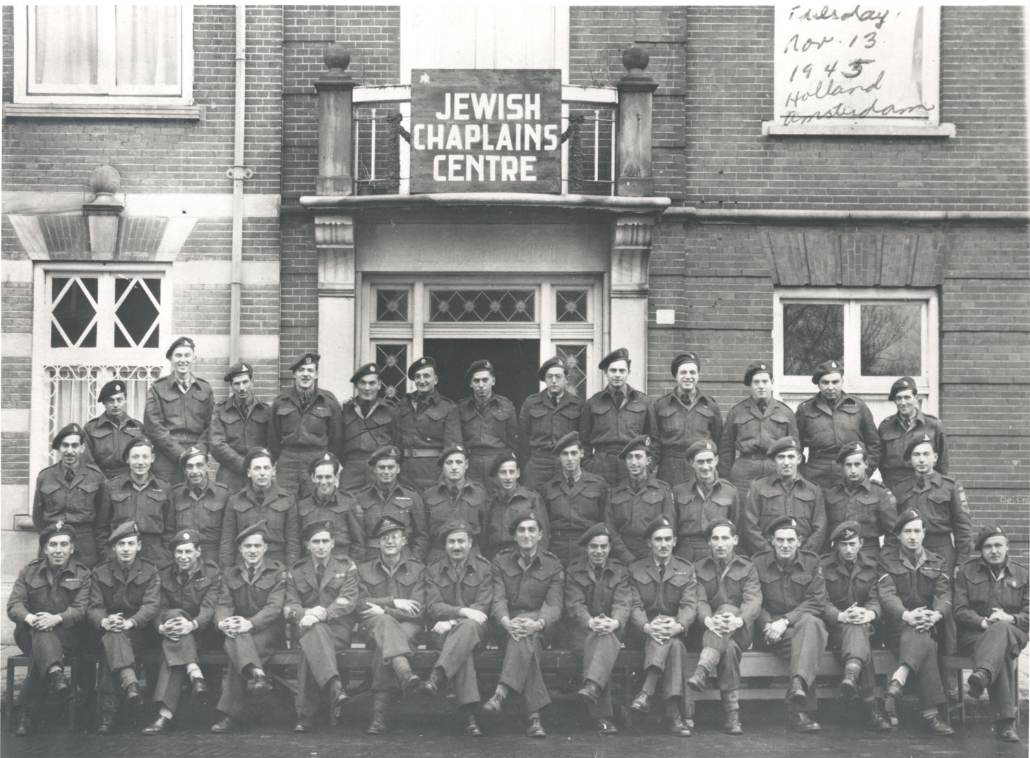 Troops outside the Jewish Chaplains Centre in Amsterdam